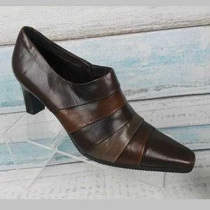 Kelly Katie Women Brown Leather Crafted Pumps Shoe